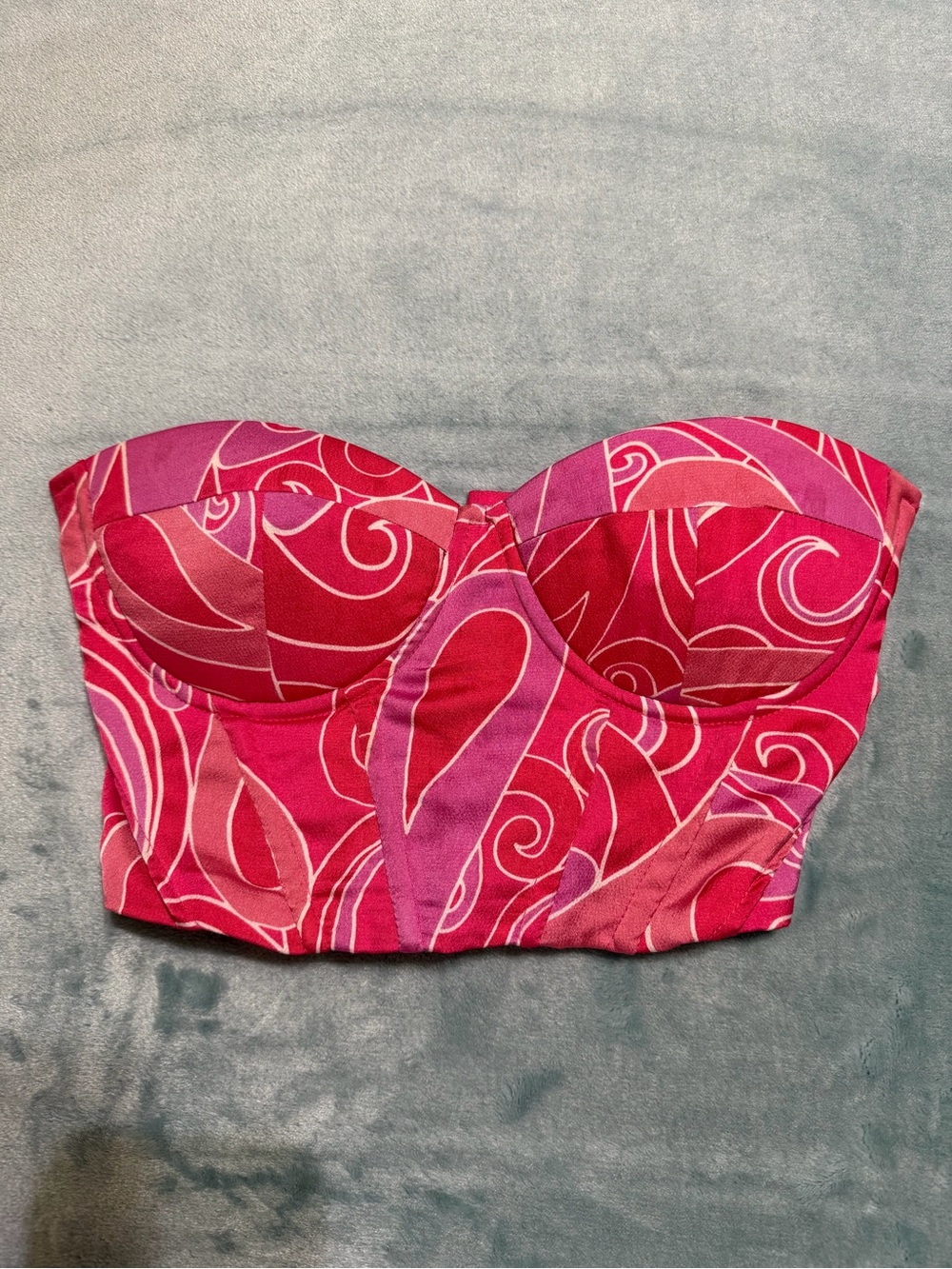 SHEIN Pink & Magenta Printed Cropped Corset Top